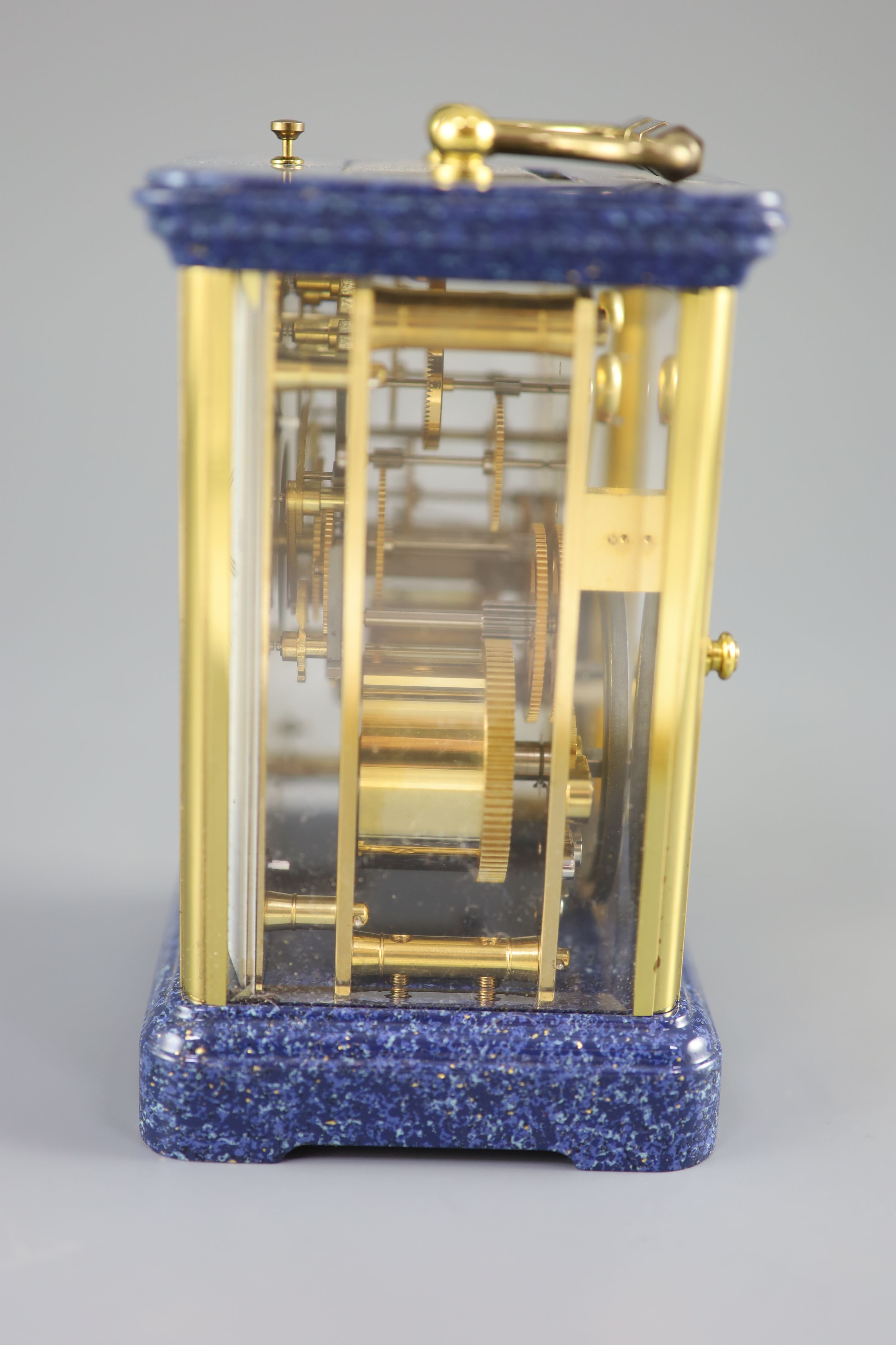 A 20th Century Swiss-made brass carriage clock, Matthew Norman, London, 13.5cm high